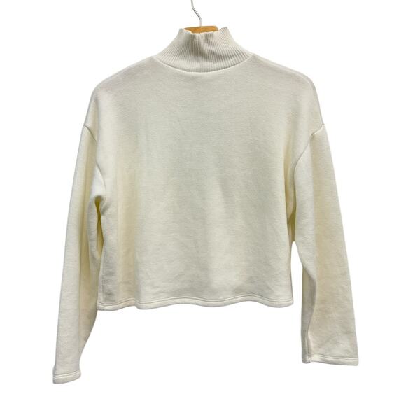 Zara Ivory Mock Neck Drop Shoulder Cropped Sweater size Small NWT - Picture 5 of 6